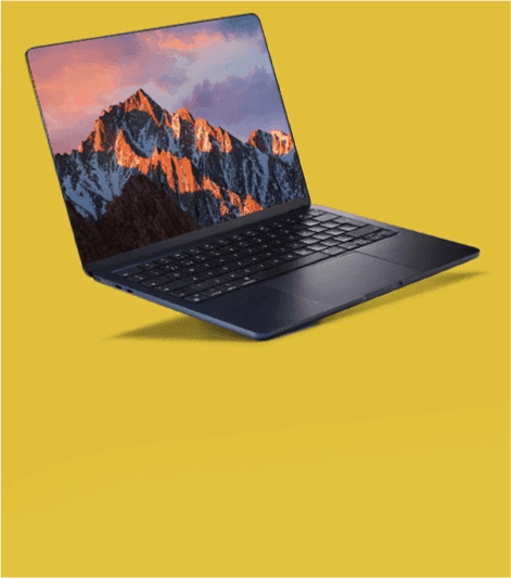 Laptop with mountain view